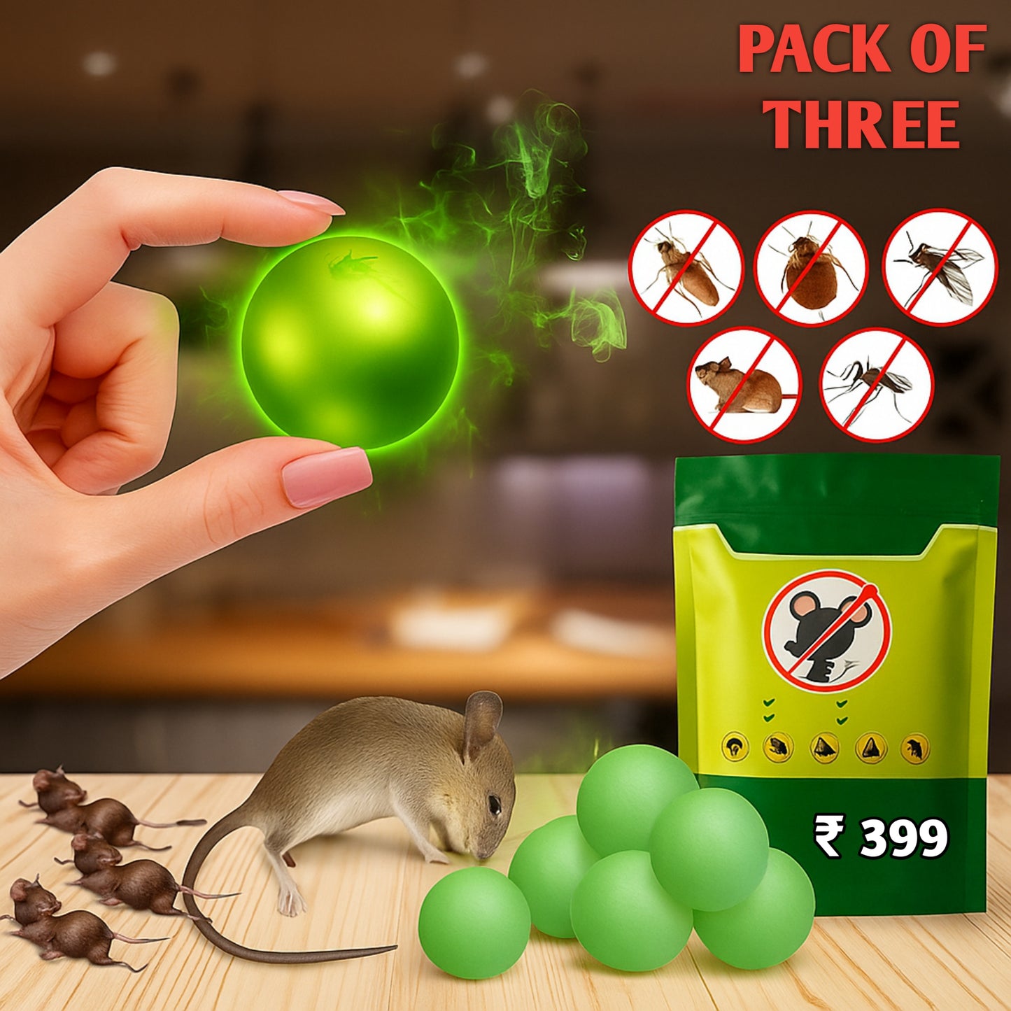 Herbal Repellent Balls - Keep Mice & Bugs Out without Killing ( PACK OF 3 AT JUST 399 )